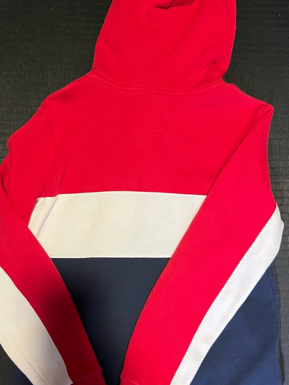 Hollister Men’s Red, White & Navy Half-Zip Colorblock Hoodie